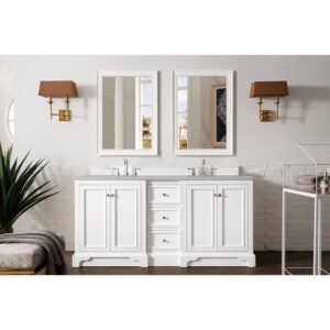 James Martin 825-V72-BW-3ESR De Soto 72 Inch Double Vanity in Bright White with 3 CM Eternal Serena Quartz Top