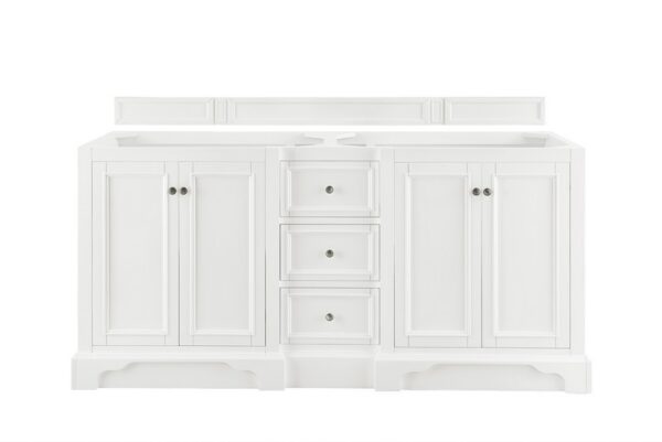 James Martin 825-V72-BW-3GEX De Soto 73 Inch Double Vanity in Bright White with 3 cm Grey Expo Quartz Top with Sink