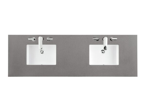 James Martin 825-V72-BW-3GEX De Soto 73 Inch Double Vanity in Bright White with 3 cm Grey Expo Quartz Top with Sink