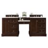 James Martin 825-V82-BNM-DU-AF De Soto 83 Inch Double Vanity Set in Burnished Mahogany with Makeup Table with 3 cm Arctic Fall Solid Surface Top