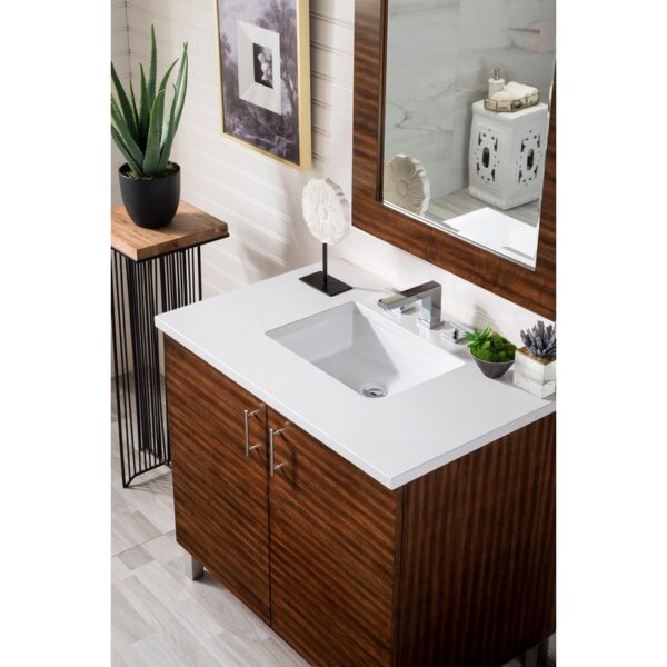 James Martin 850-V36-3WZ Metropolitan 36 Inch Single Vanity with 3cm White Zeus Quartz Top