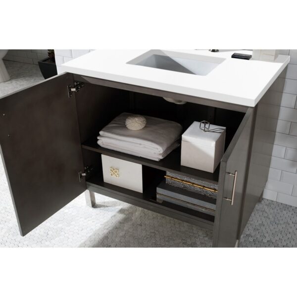 James Martin 850-V36-3WZ Metropolitan 36 Inch Single Vanity with 3cm White Zeus Quartz Top