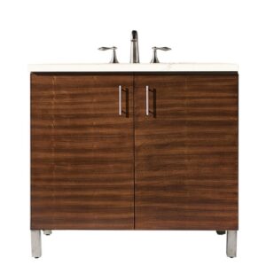 James Martin 850-V36-AWT-3EMR Metropolitan 36 Inch Single Vanity in American Walnut with 3 CM Eternal Marfil Quartz Top