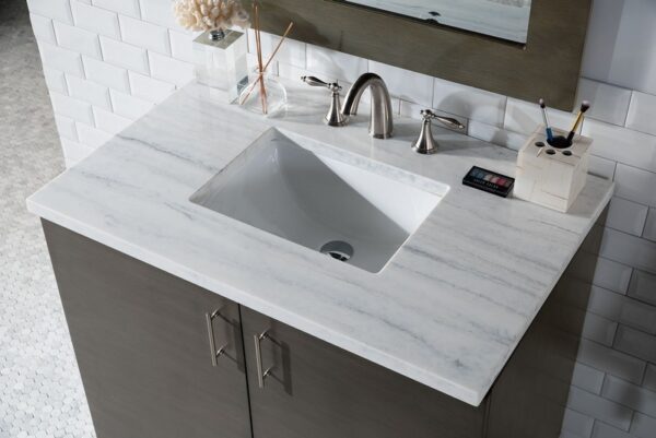 James Martin 850-V36-SOK-3AF Metropolitan 36 Inch Silver Oak Single Vanity with 3 cm Arctic Fall Solid Surface Top