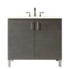 James Martin 850-V36-SOK-3EMR Metropolitan 36 Inch Single Vanity in Silver Oak with 3 CM Eternal Marfil Quartz Top