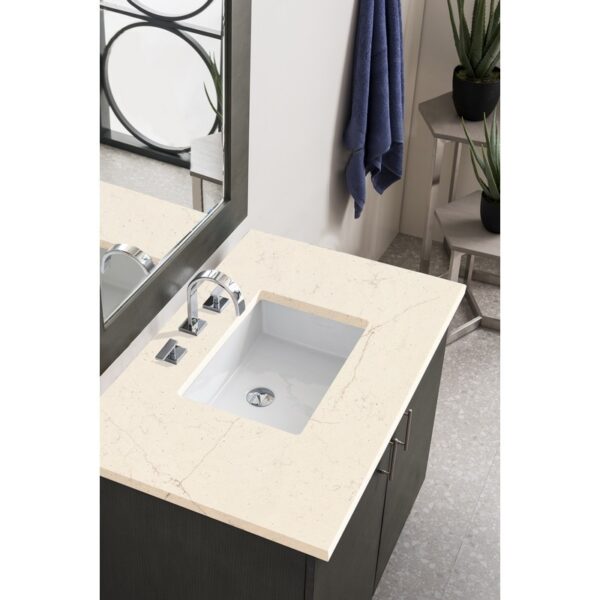 James Martin 850-V36-SOK-3EMR Metropolitan 36 Inch Single Vanity in Silver Oak with 3 CM Eternal Marfil Quartz Top