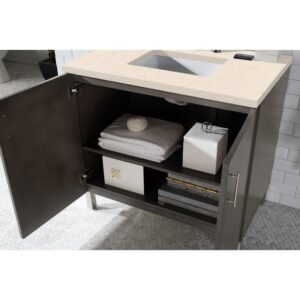 James Martin 850-V36-SOK-3EMR Metropolitan 36 Inch Single Vanity in Silver Oak with 3 CM Eternal Marfil Quartz Top