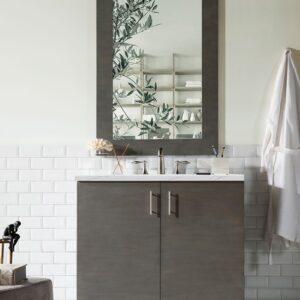 James Martin 850-V36-SOK-3ENC Metropolitan 36 Inch Single Vanity Cabinet with Ethereal Noctis Quartz Top - Silver Oak