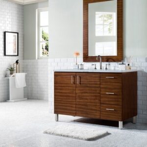 James Martin 850-V48-AWT-3EJP Metropolitan 48 Inch Single Vanity in American Walnut with 3 cm Eternal Jasmine Pearl Quartz Top with Sink