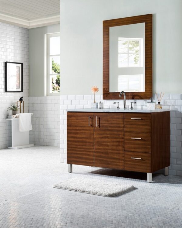 James Martin 850-V48-AWT-3AF Metropolitan 48 Inch American Walnut Single Vanity with 3 cm Arctic Fall Solid Surface Top