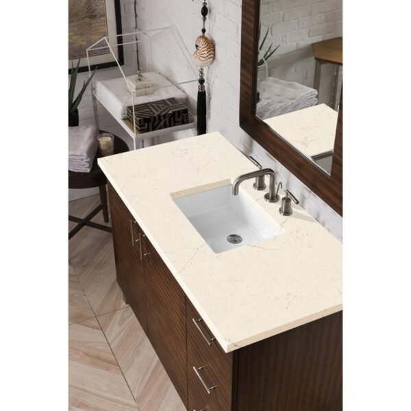 James Martin 850-V48-AWT-3EMR Metropolitan 48 Inch Single Vanity in American Walnut with 3 CM Eternal Marfil Quartz Top