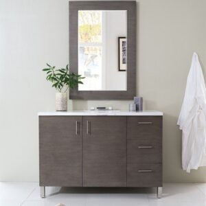 James Martin 850-V48-SOK-3GEX Metropolitan 48 Inch Single Vanity in Silver Oak with 3 cm Grey Expo Quartz Top with Sink