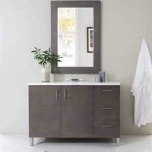 James Martin 850-V48-SOK-3AF Metropolitan 48 Inch Silver Oak Single Vanity with 3 cm Arctic Fall Solid Surface Top