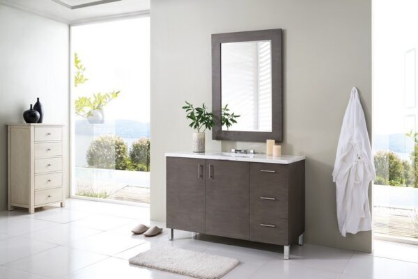 James Martin 850-V48-SOK-3AF Metropolitan 48 Inch Silver Oak Single Vanity with 3 cm Arctic Fall Solid Surface Top