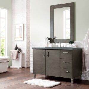 James Martin 850-V48-SOK-3CBL Metropolitan 48 Inch Single Vanity Cabinet with Cala Blue Quartz Top - Silver Oak