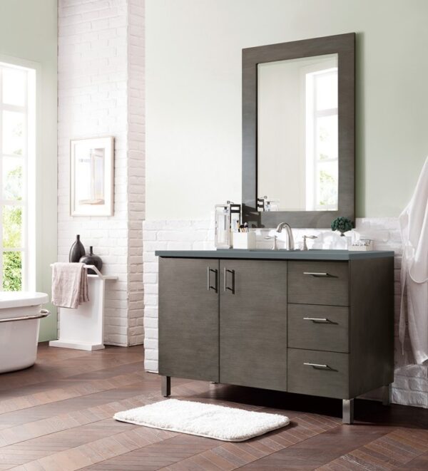 James Martin 850-V48-SOK-3CBL Metropolitan 48 Inch Single Vanity Cabinet with Cala Blue Quartz Top - Silver Oak