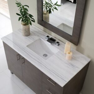 James Martin 850-V48-SOK-3EJP Metropolitan 48 Inch Single Vanity in Silver Oak with 3 cm Eternal Jasmine Pearl Quartz Top with Sink