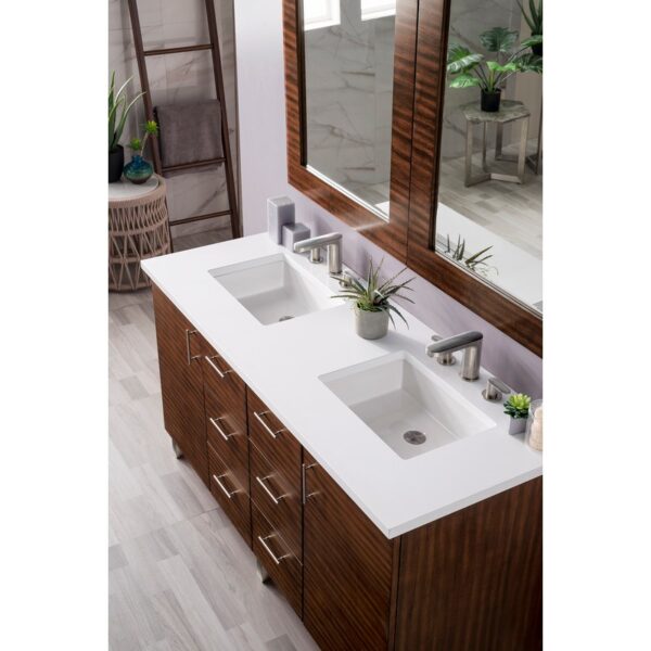 James Martin 850-V60D-3WZ Metropolitan 60 Inch Double Vanity with 3cm White Zeus Quartz Top