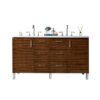 James Martin 850-V60D-AWT-3EJP Metropolitan 60 Inch Double Vanity in American Walnut with 3 cm Eternal Jasmine Pearl Quartz Top with Sink