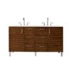 James Martin 850-V60D-AWT-3ESR Metropolitan 60 Inch Double Vanity in American Walnut with 3 CM Eternal Serena Quartz Top