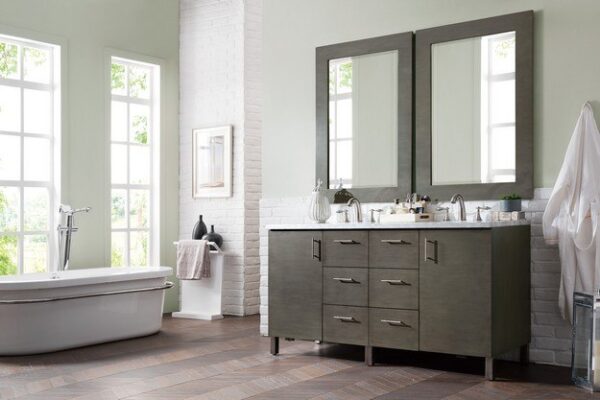 James Martin 850-V60D-SOK Metropolitan 60 Inch Double Vanity in Silver Oak