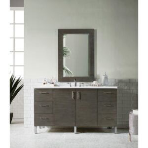 James Martin 850-V60S-3WZ Metropolitan 60 Inch Single Vanity with 3cm White Zeus Quartz Top