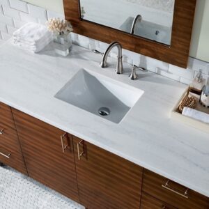 James Martin 850-V60S-AWT-3AF Metropolitan 60 Inch American Walnut Single Vanity with 3 cm Arctic Fall Solid Surface Top