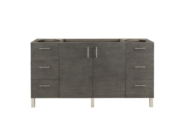 James Martin 850-V60S-SOK Metropolitan 60 Inch Single Vanity in Silver Oak