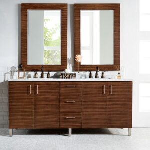 James Martin 850-V72-AWT-3EJP Metropolitan 72 Inch Double Vanity in American Walnut with 3 cm Eternal Jasmine Pearl Quartz Top with Sink