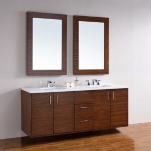 James Martin 850-V72-AWT-3AF Metropolitan 72 Inch American Walnut Double Vanity with 3 cm Arctic Fall Solid Surface Top