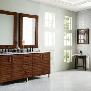 James Martin 850-V72-AWT-3CAR Metropolitan 72 Inch American Walnut Double Vanity with 3 cm Carrara Marble Top