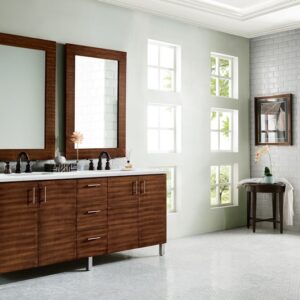 James Martin 850-V72-AWT-3ENC Metropolitan 72 Inch Double Vanity Cabinet with Ethereal Noctis Quartz Top - American Walnut