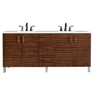 James Martin 850-V72-AWT-3ESR Metropolitan 72 Inch Double Vanity in American Walnut with 3 CM Eternal Serena Quartz Top