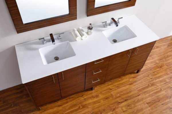 James Martin 850-V72-AWT-3AF Metropolitan 72 Inch American Walnut Double Vanity with 3 cm Arctic Fall Solid Surface Top