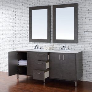 James Martin 850-V72-SOK-3AF Metropolitan 72 Inch Silver Oak Double Vanity with 3 cm Arctic Fall Solid Surface Top