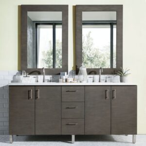 James Martin 850-V72-SOK-3AF Metropolitan 72 Inch Silver Oak Double Vanity with 3 cm Arctic Fall Solid Surface Top