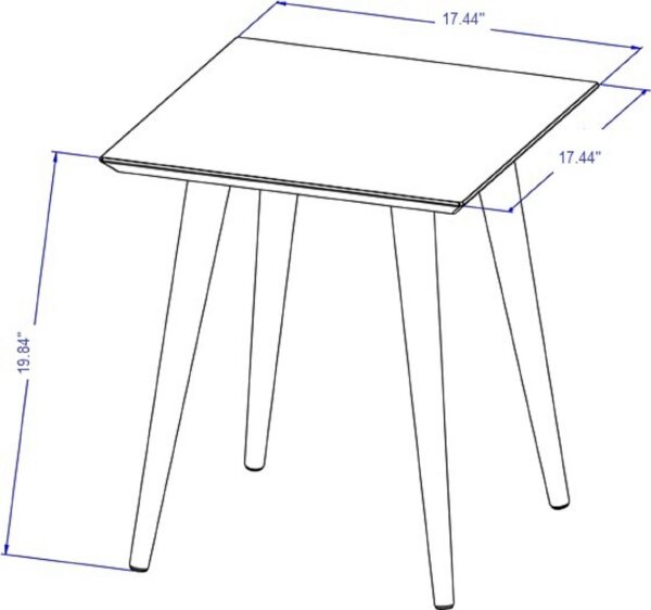 Manhattan Comfort Utopia 19.84" High Square End Table With Splayed Wooden Legs in Off White and Maple Cream