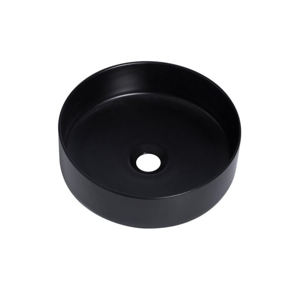 Altair 9010-BAS-BL Sabine 14 1/4 Inch Round Ceramic Vessel Bathroom Sink - Black