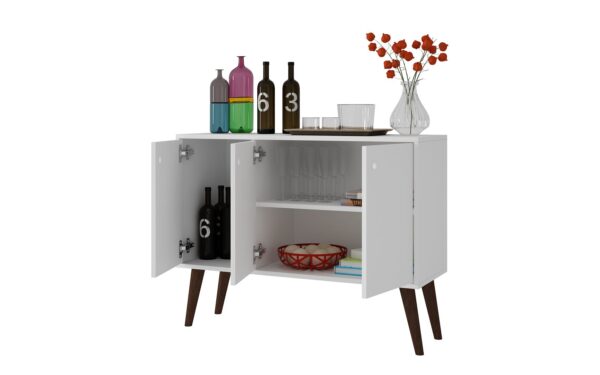 Manhattan Comfort Bromma 35.43" Buffet Stand with 3 Shelves and 3 Doors in White