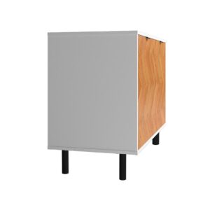 Manhattan Comfort Mid-Century Modern Liam Accent Cabinet with 2 Shelves in White and Wood