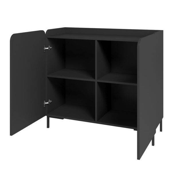 Manhattan Comfort Mid-Century Modern Bogardus Accent Cabinet with 4 Shelves in Black