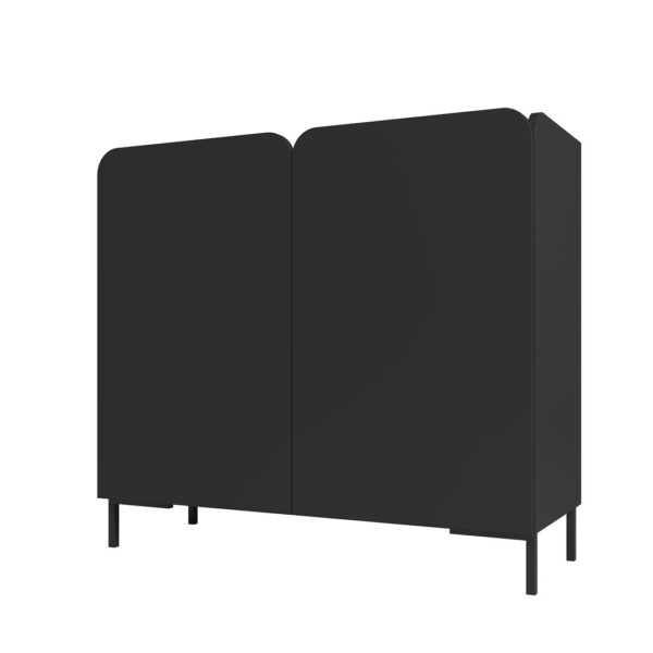 Manhattan Comfort Mid-Century Modern Bogardus Accent Cabinet with 4 Shelves in Black