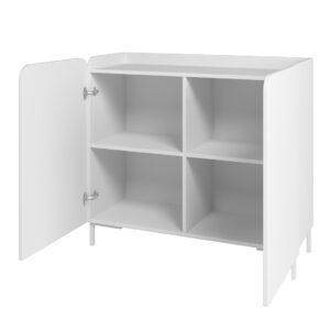 Manhattan Comfort Mid-Century Modern Bogardus Accent Cabinet with 4 Shelves in White