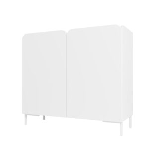 Manhattan Comfort Mid-Century Modern Bogardus Accent Cabinet with 4 Shelves in White