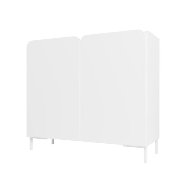 Manhattan Comfort Mid-Century Modern Bogardus Accent Cabinet with 4 Shelves in White