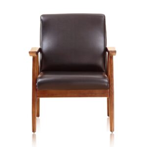 Manhattan Comfort ArchDuke Black and Amber Faux Leather Accent Chair