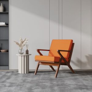 Manhattan Comfort Martelle Orange and Amber Twill Weave Accent Chair