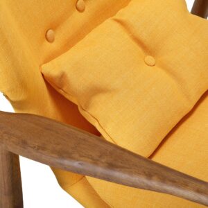 Manhattan Comfort Bradley Yellow and Walnut Linen Weave Accent Chair