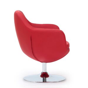 Manhattan Comfort Caisson Red and Polished Chrome Faux Leather Swivel Accent Chair