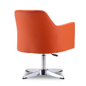 Manhattan Comfort Pelo Orange and Polished Chrome Faux Leather Adjustable Height Swivel Accent Chair